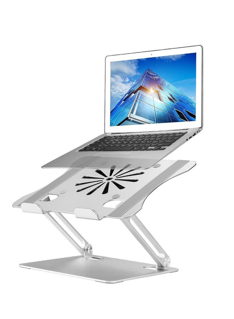 **Adjustable Laptop Stand with Cooling Fan, Compatible with MacBook Air, MacBook Pro, Dell, Alienware, and All Laptops from 11 inches to 17.3 inches by Samphology Rubber** - Image 1