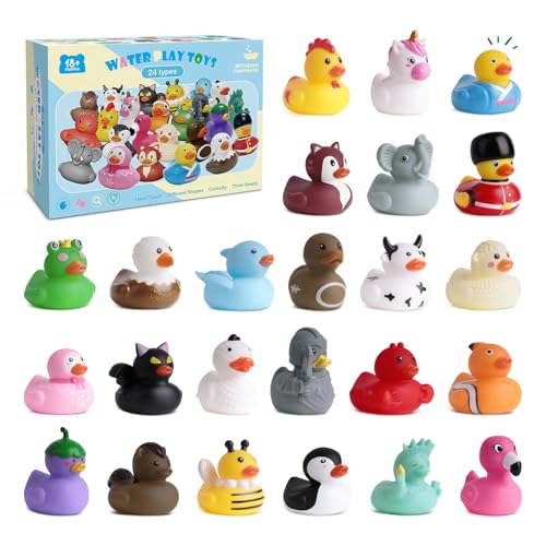 Grarain 24 Rubber Ducks Toddler Bath Toys NoHole Bathtub Toys for Baby Pool Toys for 18 Months Girls Boys - Image 1