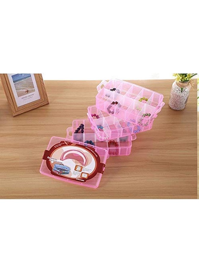Sooyee Bead Organizer,3-Tier Craft Organizers and Storage,Stackable Storage Containers with 30 Compartments Dividers for Washi Tape,Toy, Nail,Art Supplies, Fishing Tackle, Pink - Image 5