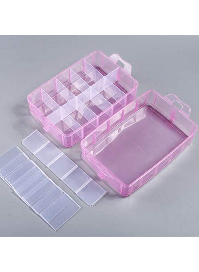 Sooyee Bead Organizer,3-Tier Craft Organizers and Storage,Stackable Storage Containers with 30 Compartments Dividers for Washi Tape,Toy, Nail,Art Supplies, Fishing Tackle, Pink - Image 3