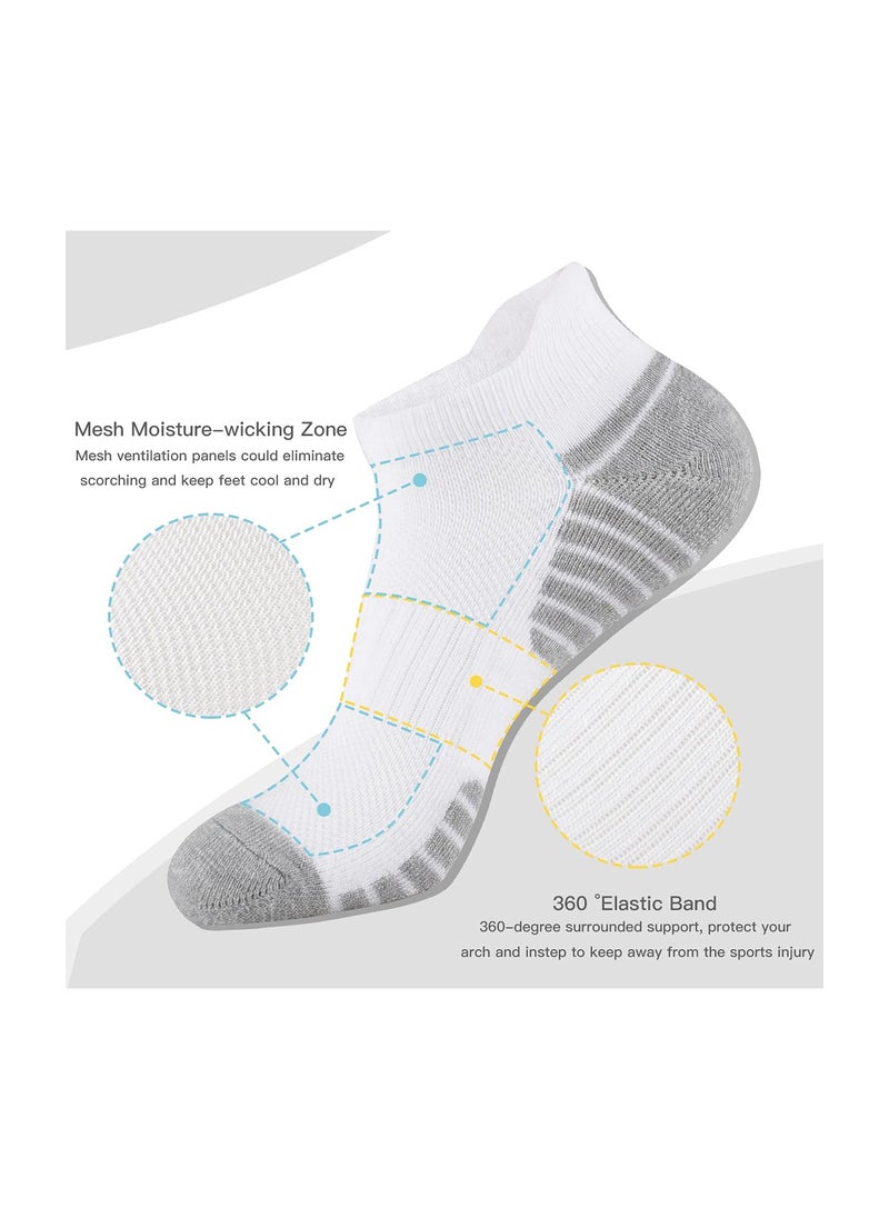 SYOSI 8 Pairs Mens Ankle Athletic Socks Low Cut Breathable Running Socks with Cushion Tab Comfort Sports Trainer Socks Cotton Casual Non-Slip No Show Socks for Men EUR43-46  - Image 2