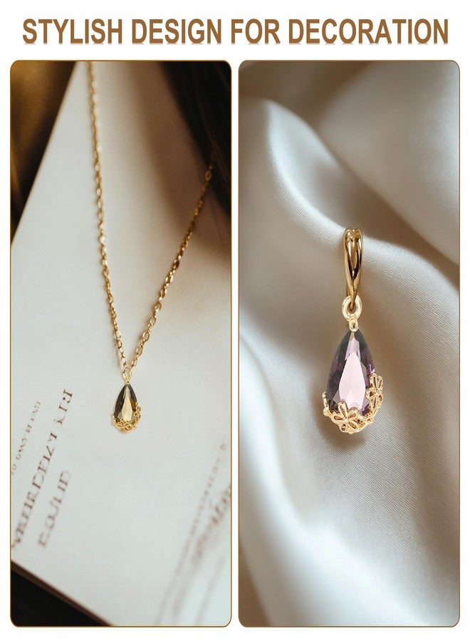YOKIVE 50 Pcs Faceted Teardrop Rhinestone Gemstone Charms, Gold Plated Glass Crystal Dangle Pendants, Great for Necklace Earring Bracelet Pendant Jewelry DIY Craft(Dark Blue, 16 x 9mm) - Image 4