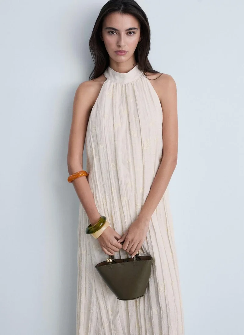 مانجو Plisse Linen Blend Dress