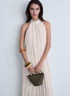 MANGO Plisse Linen Blend Dress  - Image 4