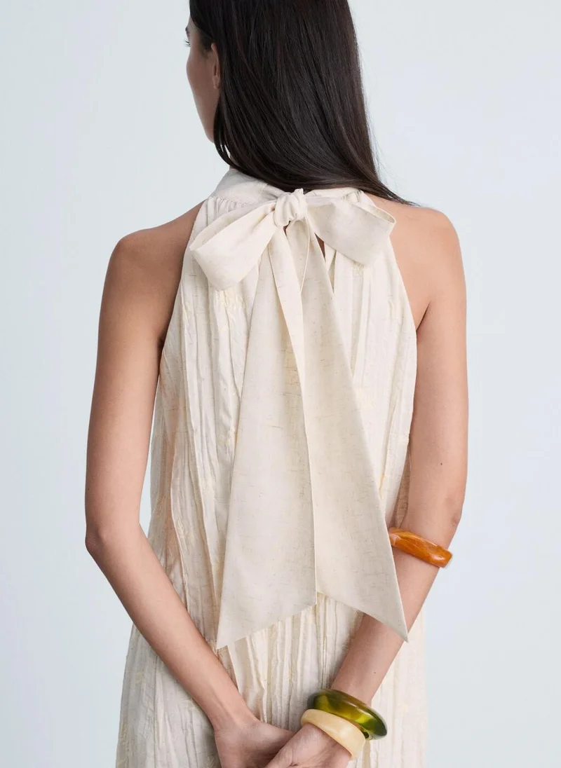 مانجو Plisse Linen Blend Dress
