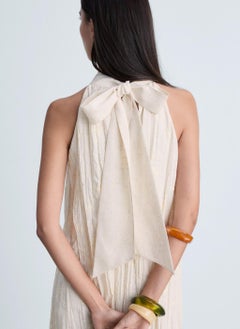 MANGO Plisse Linen Blend Dress  - Image 3