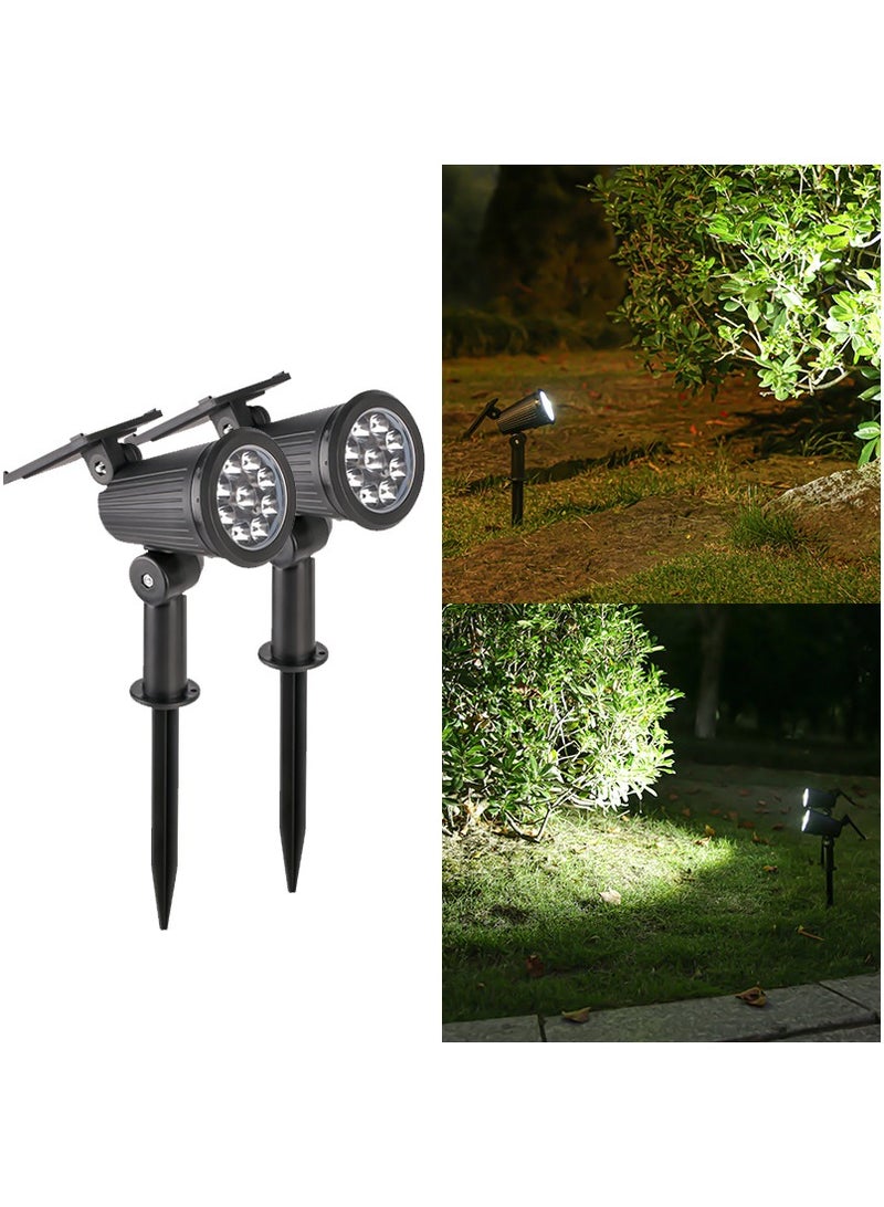 Generic 9LED Solar Landscape Lighting, Outdoor Solar Spotlights, Courtyard Lights, Garden Lights, White Light, 2-pack  - Image 1