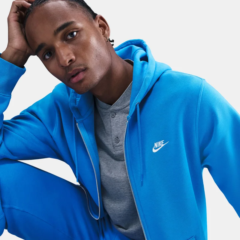 Nike Blue Men's Club French Terry Full-Zip Hoodie for Men | Best Price UAE