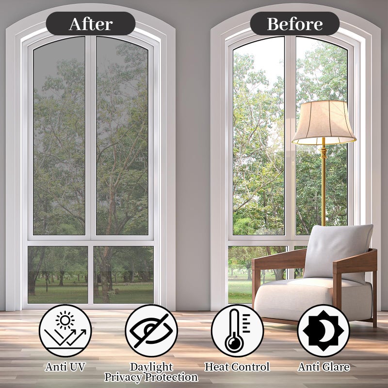 Niviy One Way Privacy Film  Window Tint for Home  Mirror Film Daytime Privacy Sun Blocking Anti UV Reflective Window Tint for Home and Office with 3 Tools  Silver  15.7 Inch X 78.7 Inch - Image 5