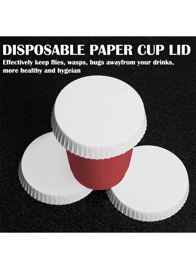 HY - 100 PCS Disposable Paper Cup Cover Hot Cup Lid Recycled Drinking Lid Coffee Cup Cover for Cafe Hotel KTV Bars, Paper Covers for Glassware, 2.95 Inches Diameter White Paper Cup Lids - Image 1