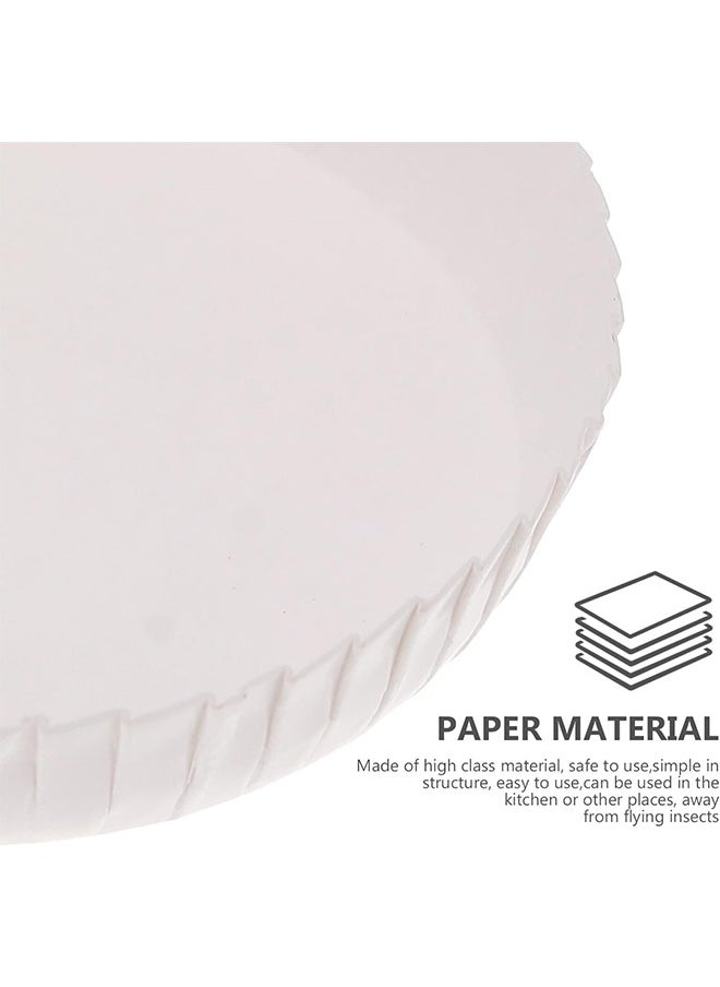 HY - 100 PCS Disposable Paper Cup Cover Hot Cup Lid Recycled Drinking Lid Coffee Cup Cover for Cafe Hotel KTV Bars, Paper Covers for Glassware, 2.95 Inches Diameter White Paper Cup Lids - Image 1