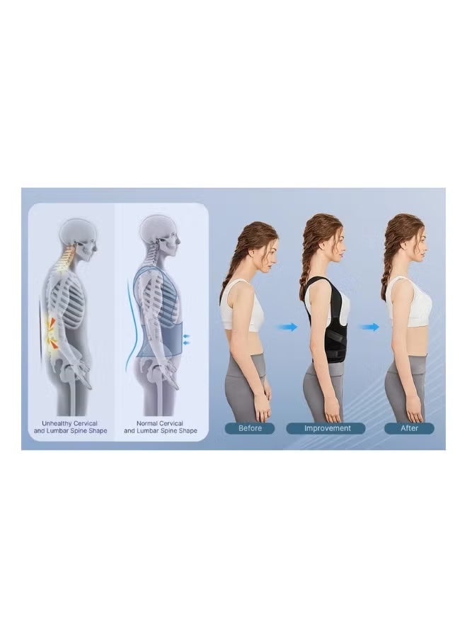 JUE-FISH Adjustable Back Support Brace Posture Support Belt Breathable Upper Back and Shoulder Support for Men and Women - Image 5
