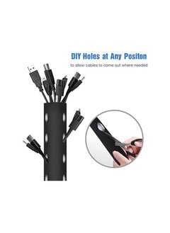 JOTO 10.83ft Cable Management Sleeve, Cuttable Neoprene Cord Management Organizer System, Flexible Cable Wrap Cover Wire Hider for Desk TV Computer Office Home Theater -Reversible Black/White, Large  - Image 3