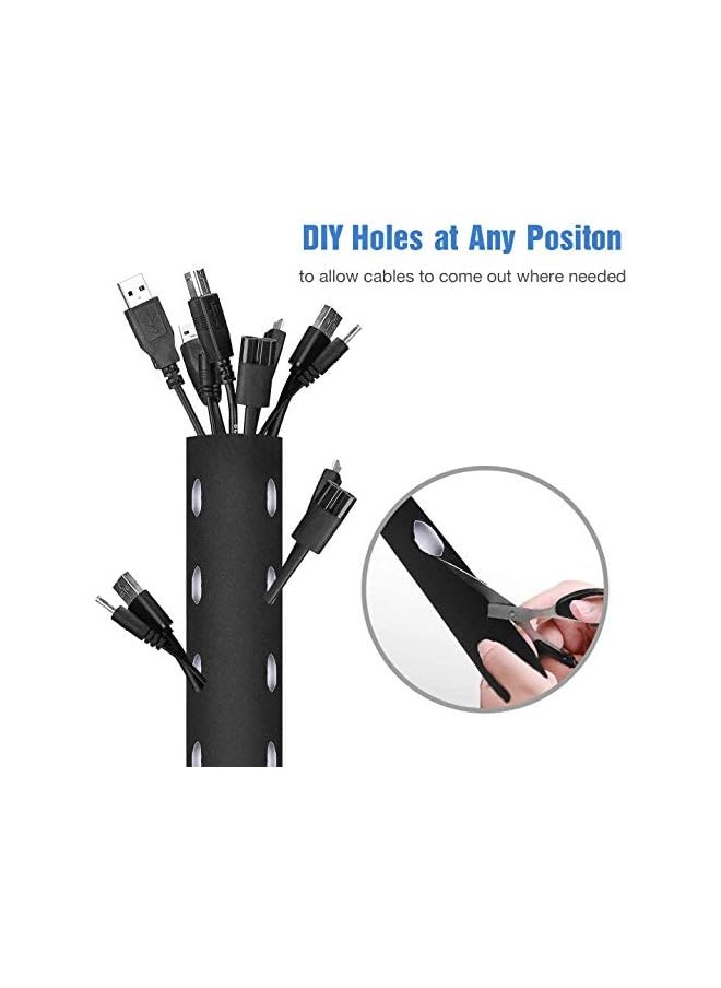 JOTO - 10.83ft Cable Management Sleeve, Cuttable Neoprene Cord Management Organizer System, Flexible Cable Wrap Cover Wire Hider for Desk TV Computer Office Home Theater -Reversible Black/White, Large - Image 1
