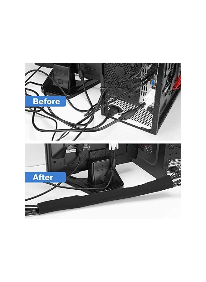 JOTO - 10.83ft Cable Management Sleeve, Cuttable Neoprene Cord Management Organizer System, Flexible Cable Wrap Cover Wire Hider for Desk TV Computer Office Home Theater -Reversible Black/White, Large - Image 1