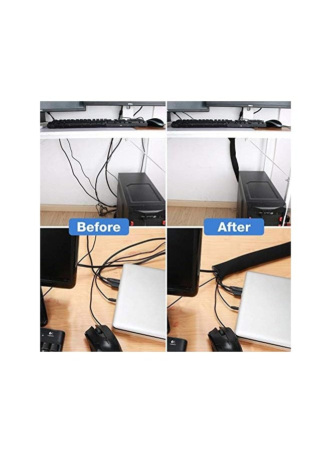 10.83ft Cable Management Sleeve, Cuttable Neoprene Cord Management Organizer System, Flexible Cable Wrap Cover Wire Hider for Desk TV Computer Office Home Theater -Reversible Black/White, Large - pzsku/Z92F973E9C31E1DD66EE1Z/45/_/1691572842/07574f95-ea4d-4dc1-af1e-24ef98d95079