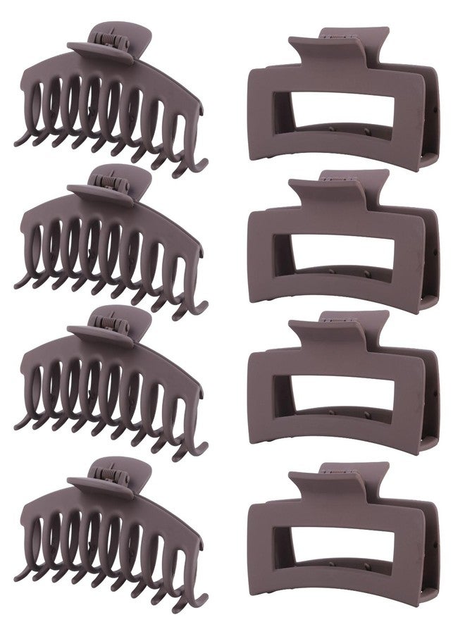 LuSeren Brown Hair Clips for Women - 8 Pack 4.3 Inch Large Matte Banana Claw Clips for Women Thin Thick Curly Hair, Big Strong Hold jaw - Image 1