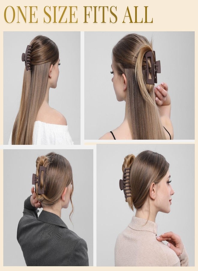 LuSeren Brown Hair Clips for Women - 8 Pack 4.3 Inch Large Matte Banana Claw Clips for Women Thin Thick Curly Hair, Big Strong Hold jaw - Image 4