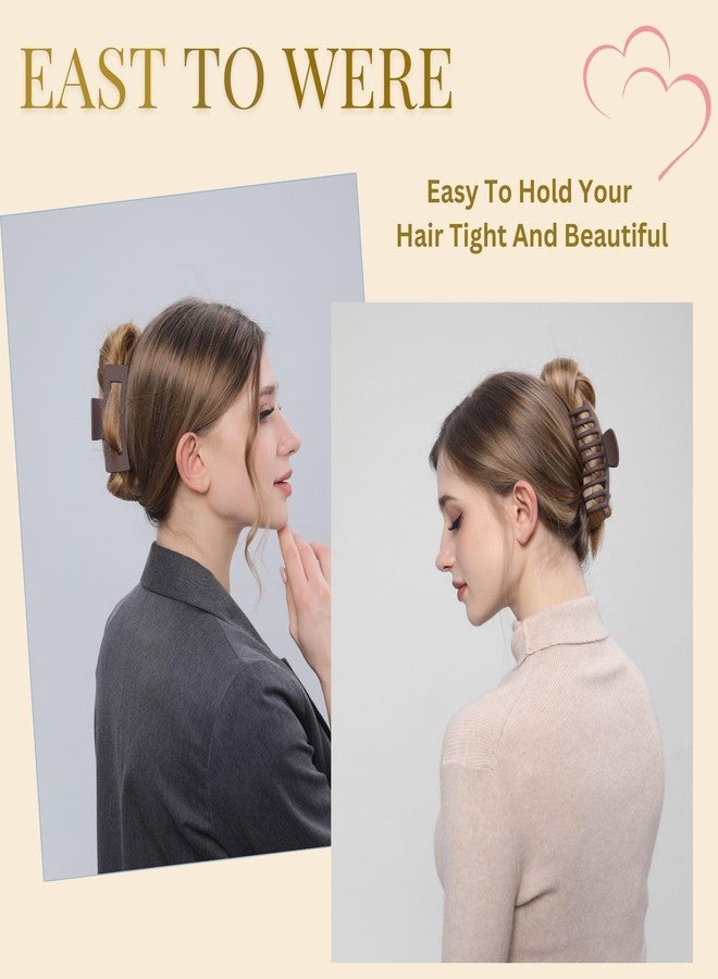 LuSeren Brown Hair Clips for Women - 8 Pack 4.3 Inch Large Matte Banana Claw Clips for Women Thin Thick Curly Hair, Big Strong Hold jaw - Image 3