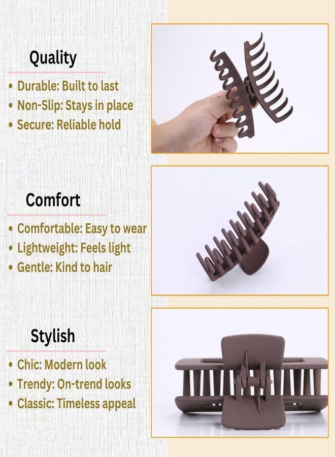LuSeren Brown Hair Clips for Women - 8 Pack 4.3 Inch Large Matte Banana Claw Clips for Women Thin Thick Curly Hair, Big Strong Hold jaw - Image 5