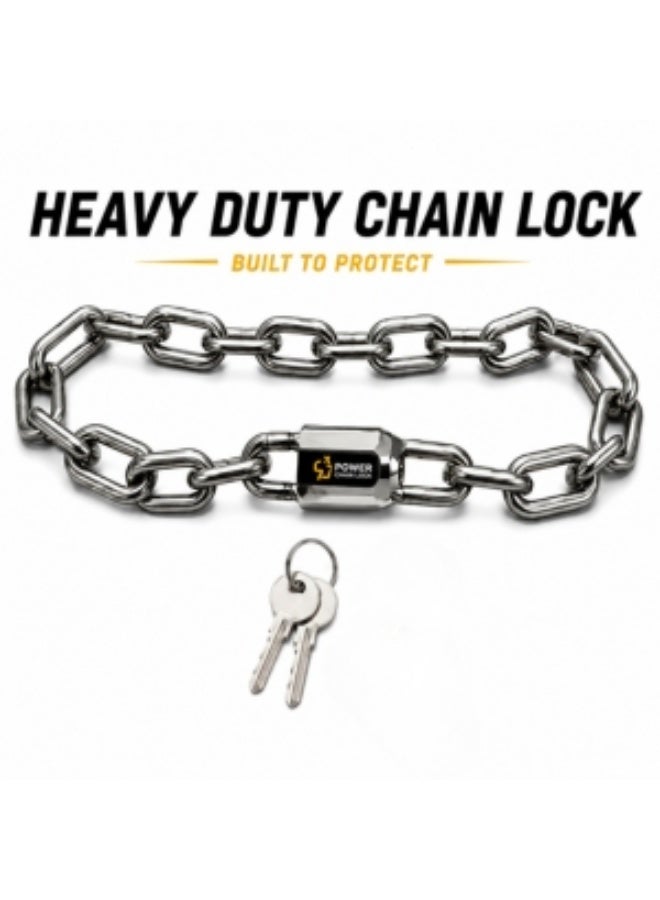 POWER Heavy Duty Chain Lock with 2 Steel Keys – High Security Anti-Theft Steel Chain Lock for Motorcycles, Bicycles, Gates, Sheds, Doors & Outdoor Equipment – Cut Resistant, Rust Proof, Weather Resistant Security Lock Chain - Image 1