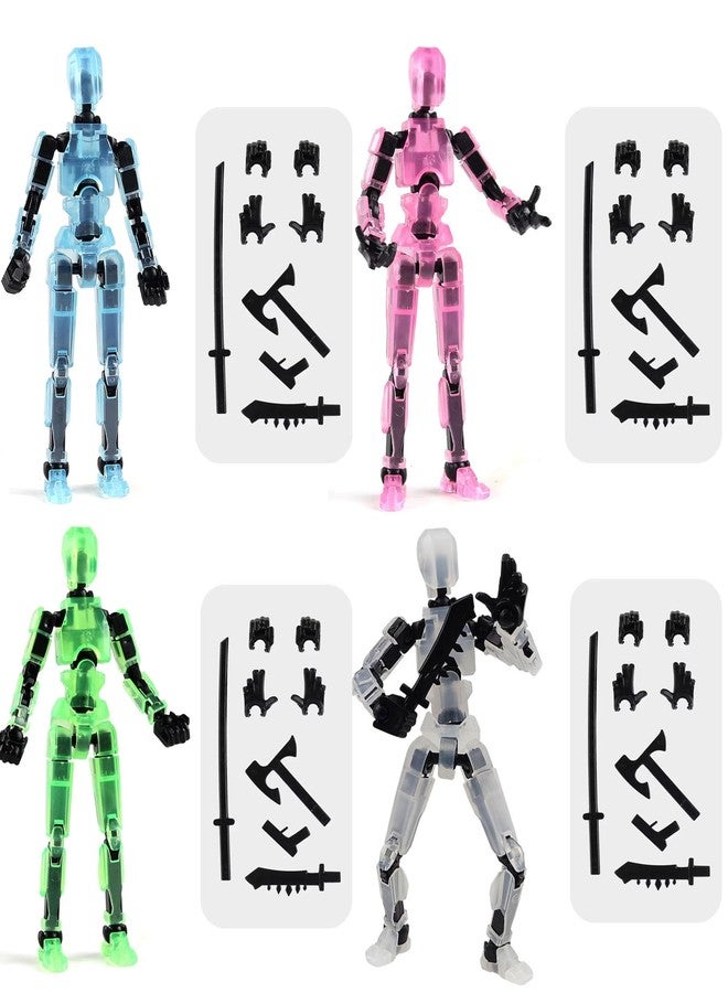 4 PCS Dummy 13 Action Figure, 3D Printed Action Figures for Collectors, DIY Assembly Project, STEM Education Activities, Creative Game Play, Desktop Decoration Gift