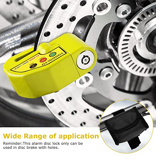 YOHOOLYO Alarm Disc Lock Motorcycle Disc Brake Lock Anti-Theft Waterproof 110 dB 7mm Pin 5ft Reminder Cable for Motorcycles Bike Scooter Carry Pouch - Image 4