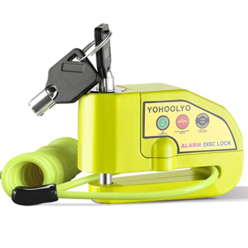 YOHOOLYO Alarm Disc Lock Motorcycle Disc Brake Lock Anti-Theft Waterproof 110 dB 7mm Pin 5ft Reminder Cable for Motorcycles Bike Scooter Carry Pouch - Image 1