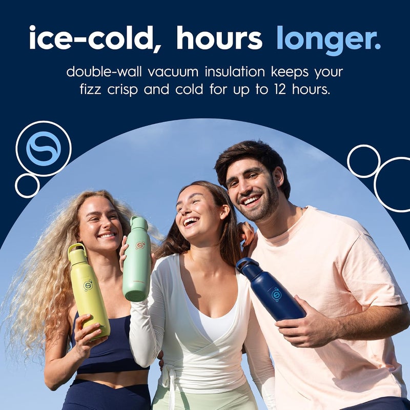 SodaStream Fizz & Go Cool - All Metal Bottle (Storm) Carbonating Bottle Capacity, 0.9L Stable base - Image 2