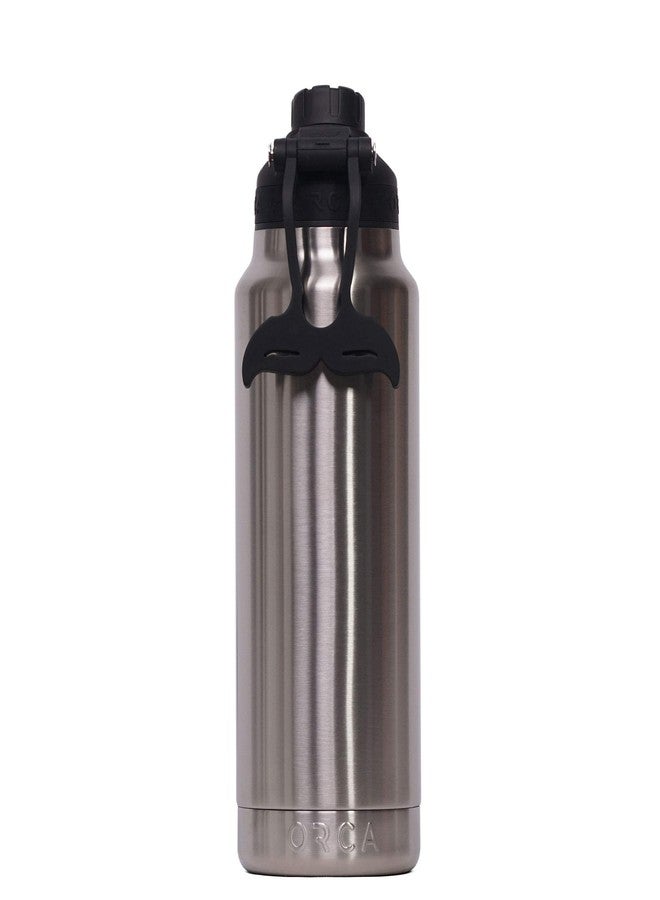 ORCA Hydra 34 oz. 18/8 Stainless Steel Insulated Water Bottle, Screw Top Sports Bottle, Powder Coated, with Silicone Grip Whale Tale Handle, Top Rack Dishwasher Safe - Stainless - Image 2