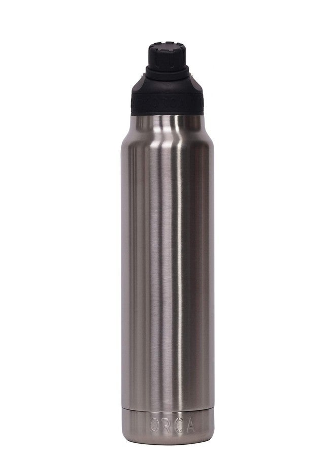 ORCA Hydra 34 oz. 18/8 Stainless Steel Insulated Water Bottle, Screw Top Sports Bottle, Powder Coated, with Silicone Grip Whale Tale Handle, Top Rack Dishwasher Safe - Stainless - Image 3