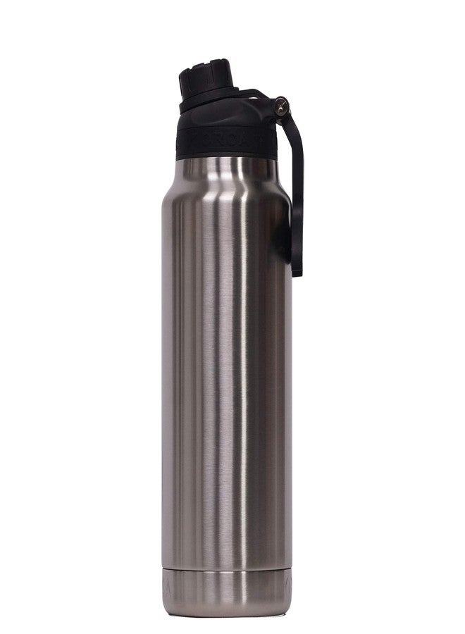 ORCA Hydra 34 oz. 18/8 Stainless Steel Insulated Water Bottle, Screw Top Sports Bottle, Powder Coated, with Silicone Grip Whale Tale Handle, Top Rack Dishwasher Safe - Stainless - Image 1
