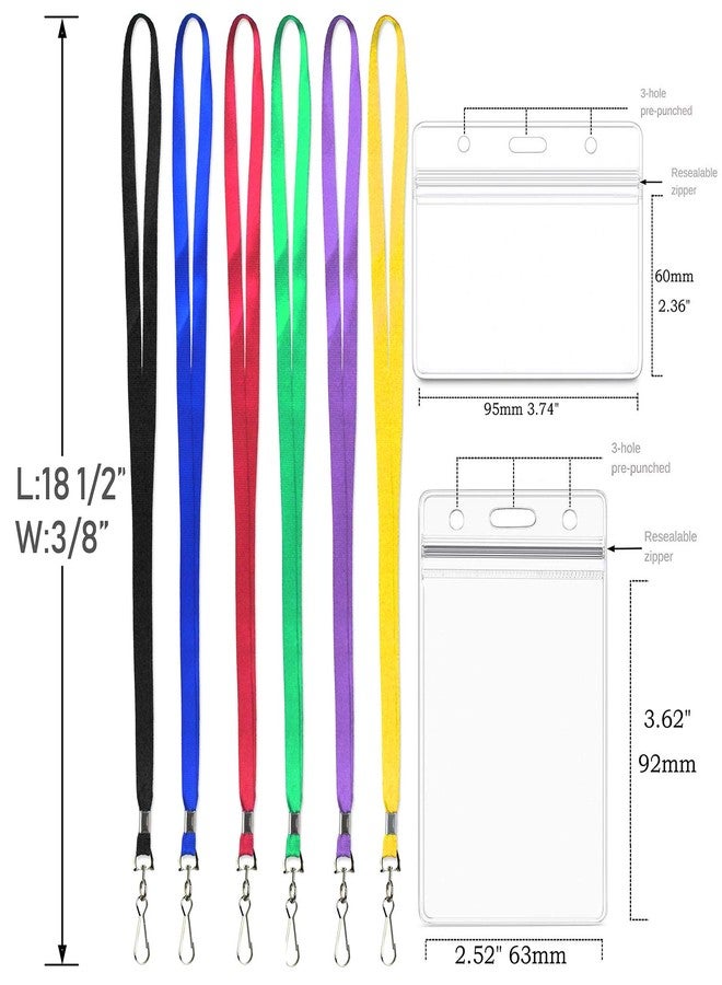 Ollain Lanyards with ID Badge Holder Name Tags Card Labels Lanyard String Keys Custom Necklace J Hooks Clip 50Pack Clear Plastic Waterproof Horizontal ID Badge Nametags annd 50 Pack Lanyards - Image 2