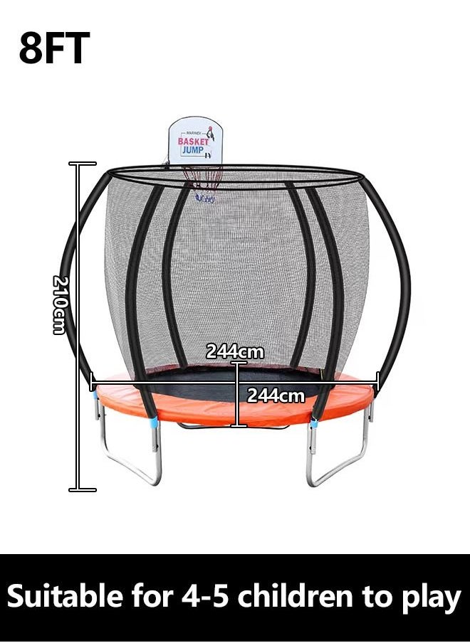 JSAITOYS 8ft Outdoor Round Trampoline Children Jumping Bed With Basketball Frame Hoop  - Image 2