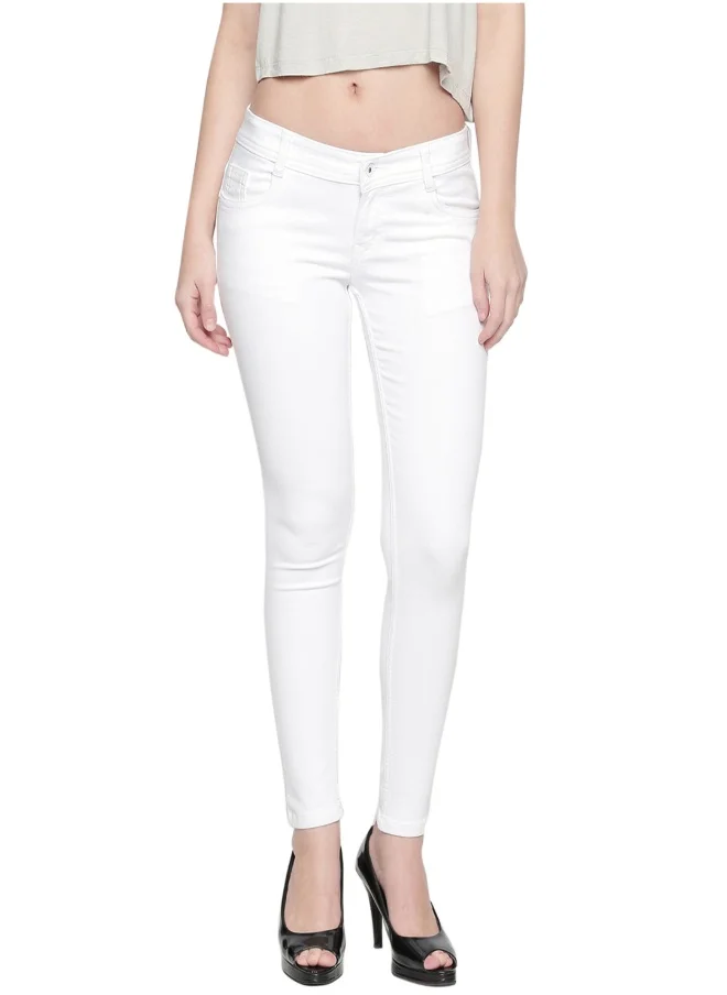 HIGH STAR Women White Slim Fit Mid-Rise Clean Look Stretchable Jeans