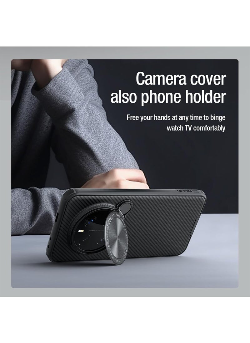 Aookay Compatible with Honor Magic 7 Pro Case, Camera Lens Privacy Protection Folding Kickstand Holder, TPU Bumper PC Back Cover Compatible with MagSafe Corners Shockproof Case (Magnetic Black)  - Image 3