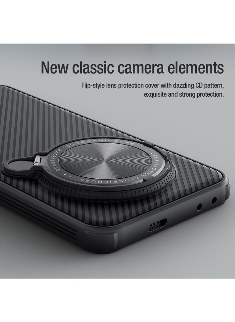 Aookay Compatible with Honor Magic 7 Pro Case, Camera Lens Privacy Protection Folding Kickstand Holder, TPU Bumper PC Back Cover Compatible with MagSafe Corners Shockproof Case (Magnetic Black)  - Image 2