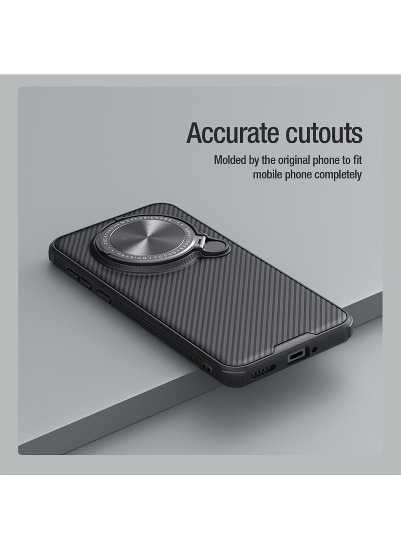 Aookay - Compatible with Honor Magic 7 Pro Case, Camera Lens Privacy Protection Folding Kickstand Holder, TPU Bumper PC Back Cover Compatible with MagSafe Corners Shockproof Case (Magnetic Black) - Image 1