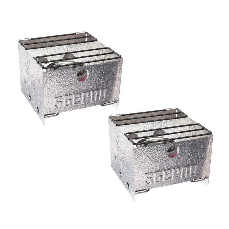 Sterno Foldable Stove - Portable Camping Stove for Outdoor Cooking, Easy-to-Assemble Outdoor Cooking Stove - Outdoor Stove for Camping, Picnics, Tailgating, & Emergencies - Pack of 2, Silver - Image 1