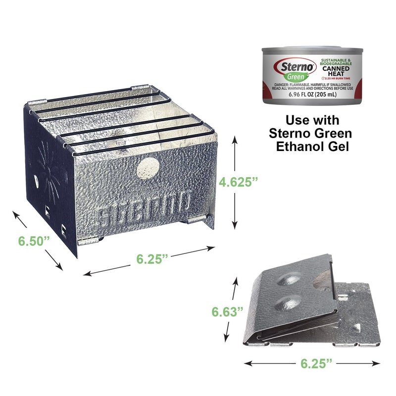Sterno Foldable Stove - Portable Camping Stove for Outdoor Cooking, Easy-to-Assemble Outdoor Cooking Stove - Outdoor Stove for Camping, Picnics, Tailgating, & Emergencies - Pack of 2, Silver - Image 2