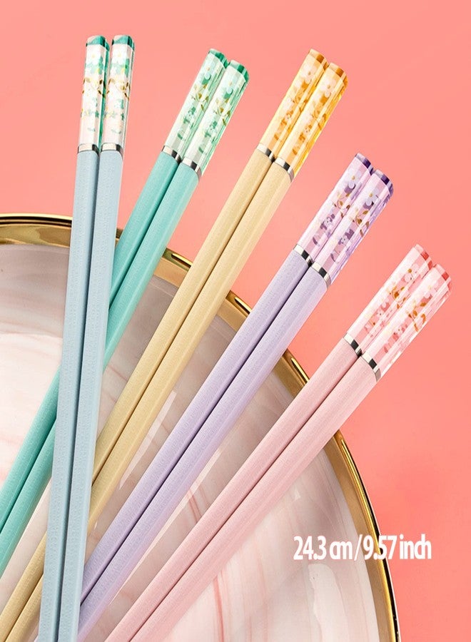 PYBBO Chopsticks Reusable Dishwasher Safe, 9.63 inch/24.3cm Fiberglass Non-Slip Chop Sticks, Chinese/Japanese Chop Sticks for beginners, Sakura Chopsticks Colorful- 5 Pairs - Image 5