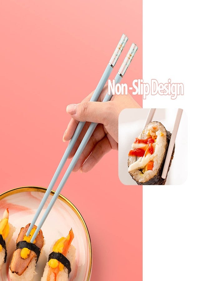 PYBBO Chopsticks Reusable Dishwasher Safe, 9.63 inch/24.3cm Fiberglass Non-Slip Chop Sticks, Chinese/Japanese Chop Sticks for beginners, Sakura Chopsticks Colorful- 5 Pairs - Image 3