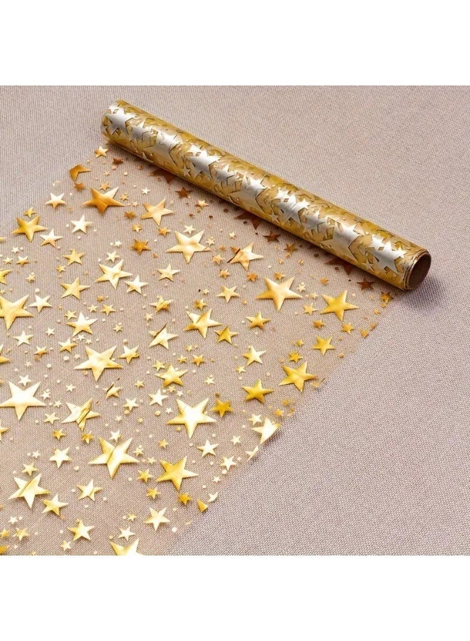 Gold Star Tulle Table Runner 28×275cm, Semi-Transparent Sheer Runner for Wedding & Party Decor - Image 3