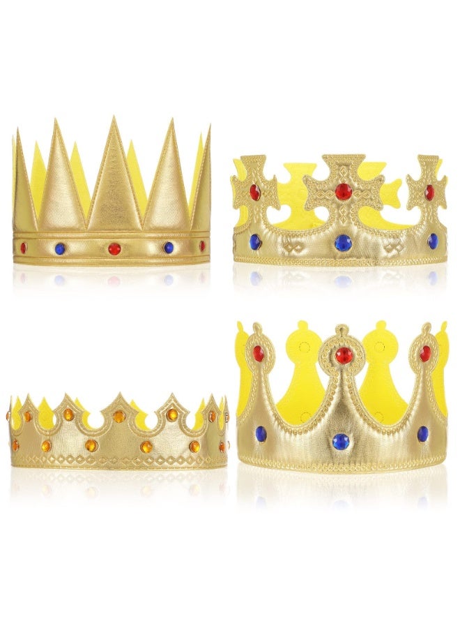 Bukela King’s Crown Birthday Hat – 4 Pieces, Gold Foil Cardboard, Adjustable Elastic Band, Royal Party Favor for Kids and Adults - Image 1