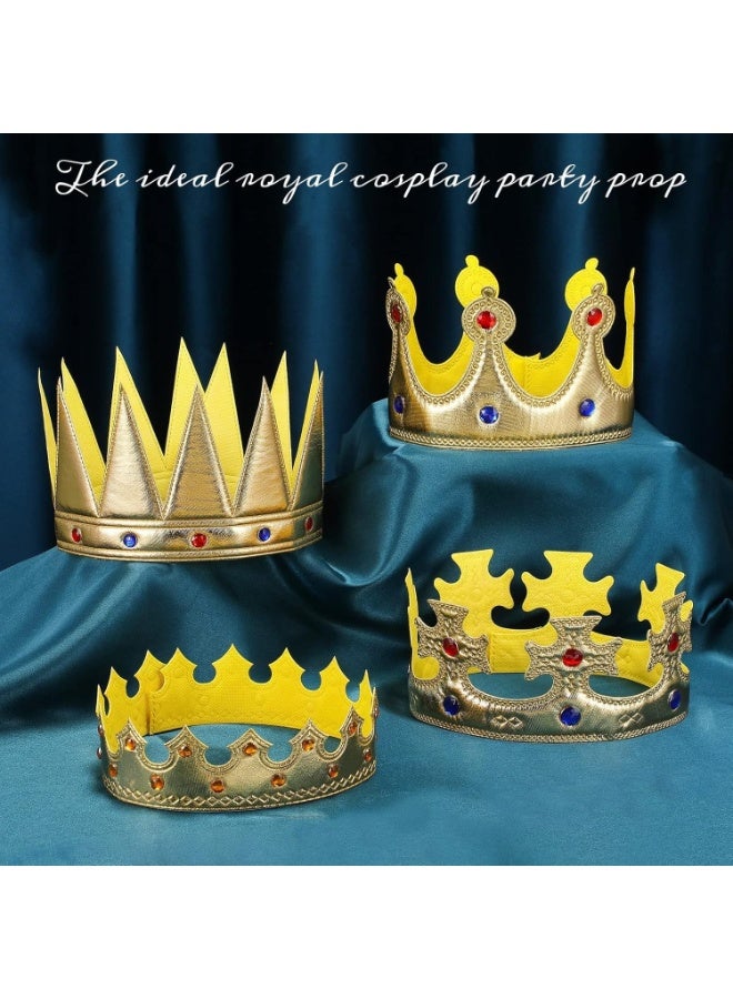 Bukela King’s Crown Birthday Hat – 4 Pieces, Gold Foil Cardboard, Adjustable Elastic Band, Royal Party Favor for Kids and Adults - Image 2