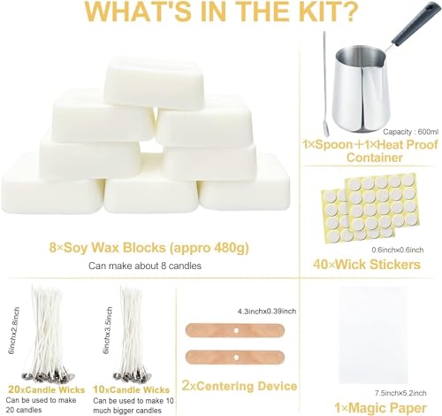 Yzoo Candle Making Kit for Adults Beginners,Candle Making Supplies Include Soy Wax for Candle Making,Candle Wax Melting Pot,Candle Wicks Stickers,Magic Paper and More-DIY Candle Kit,Full Crafts for Adults - Image 4