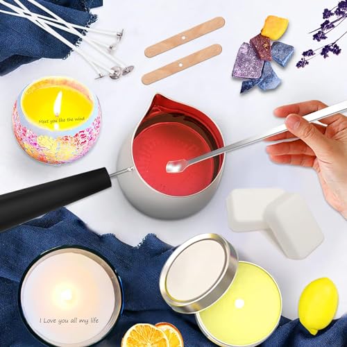 Yzoo Candle Making Kit for Adults Beginners,Candle Making Supplies Include Soy Wax for Candle Making,Candle Wax Melting Pot,Candle Wicks Stickers,Magic Paper and More-DIY Candle Kit,Full Crafts for Adults - Image 3
