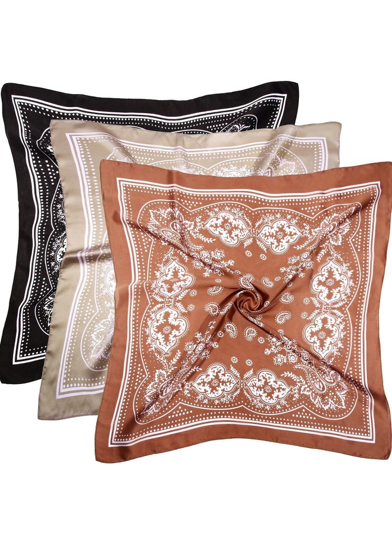 Generic - 3 Pcs 27.5 In Satin Head Scarf Hair Scarf Silk Head Scarf Silk Bandana Silk Hair Wrap Neck Scarf for Women Girls - Image 1