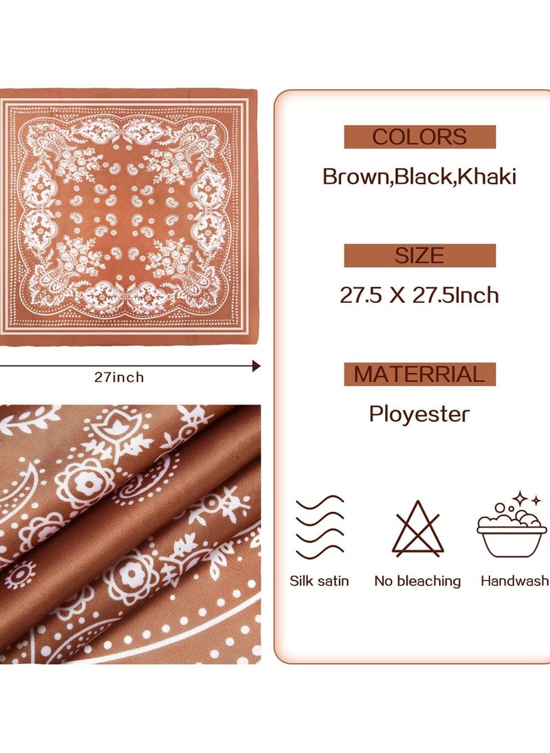 Generic - 3 Pcs 27.5 In Satin Head Scarf Hair Scarf Silk Head Scarf Silk Bandana Silk Hair Wrap Neck Scarf for Women Girls - Image 1