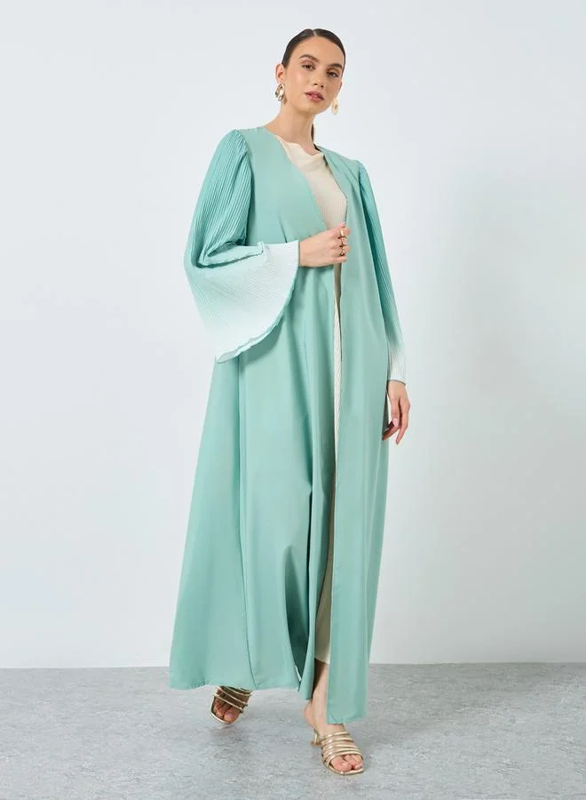 Take Two Take Two Dye Print Bell Sleeve Open Front Abaya